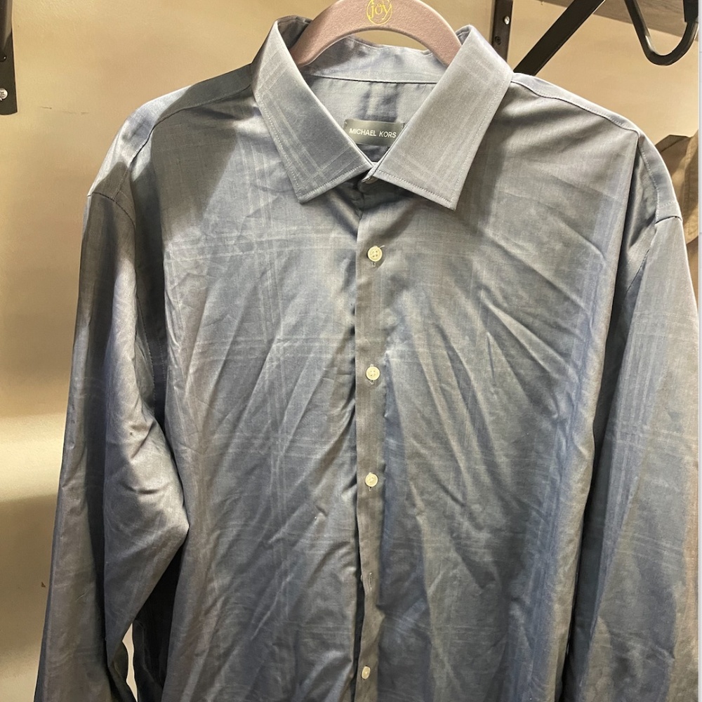 Grey Plaid Mens Michale Kors Shirt